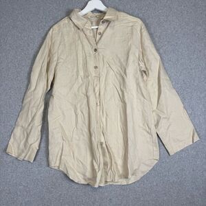 Soft Surroundings Women's Medium Brown 100% Linen Long Sleeve Button Down Shirt